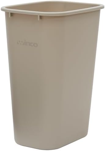 Winco PWR-41BE Waste Basket, 10 Gallon, Plastic ,Beige