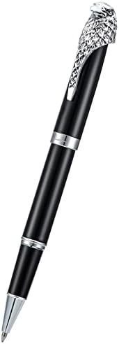 Wikult Personalized Fuliwen Black Rollerball Pen, Bald Eagle Head Clip, Customized Pen Gift Collection with Small Pen Bag, Engraved with Your Name