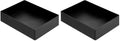 Amazon Basics Rectangular Plastic Desk Organizer with Storage Trays, Accessory Tray for Office Supplies and Pen Holder, 9.4 x 6.7 x 2 inch, Black (Pack of 2)
