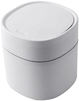 Trash can Plastic Mini Trash Can with Lid Modern Wastebasket for Bathroom Vanity Desktop Tabletop Or Coffee Table- 2 L-Blue/White Wastebasket (Color : Blue B Size : 2 Pack) (White B 1 Pack)