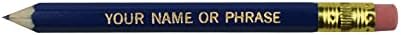 EZPENCILS & GIFTS - Golf Pencils Tipped with Eraser (1/2 a Pencil - Pew Pencils) - Dark Blue Colored Barrel - FREE-PERSONALIZATION - 2HB Black Lead - Custom Text - Non-Smear Eraser – Package of 30