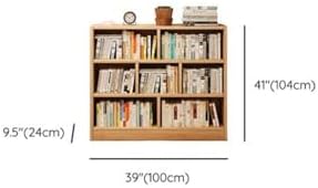 Lumber Organizer Shelf 3/4 Shelves, Lateral Filing or Vertical, Closed Back Floor-Standing Bookshelf Rack Bookcase Cabinet Tiered Shelf Grid Storage Unit Natural 39.4" L x 9.4" W x 40.9" H