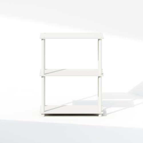 Furinno Turn-N-Tube Book Shelf, 3-Tier Bookshelf, Bookcase with Multipurpose Compact Display Rack, 11.6 x 23.6 x 29.6, for Living Room, Bedroom, Home Office, White/White