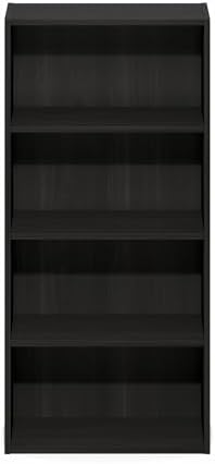 Furinno Basic Book Shelf, 4-Tier Bookcase with Open Shelf, Bookshelf, Cube Storage Organizer, 7 x 17 x 35, for Living Room, Bedroom, Home Office, Espresso