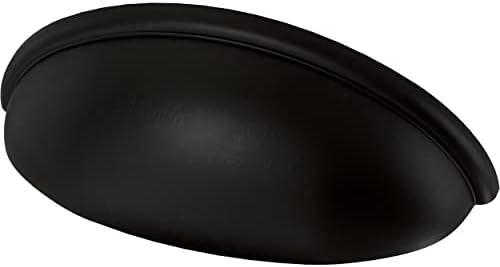 Franklin Brass 10 Pack Matte Black Cabinet Handles 3 inch (76mm) Kitchen Cabinet Handles and Drawer Pulls for Cupboards and Dressers | Cup Pull