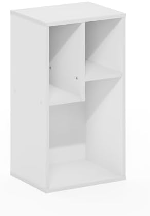 Furinno DALY Book Shelf, 3-Cube Bookshelf, Cube Storage Organizer Bookcase with Irregular Compartments, 9.4 x 11.7 x 21.3, for Living Room, Bedroom, Home Office, White
