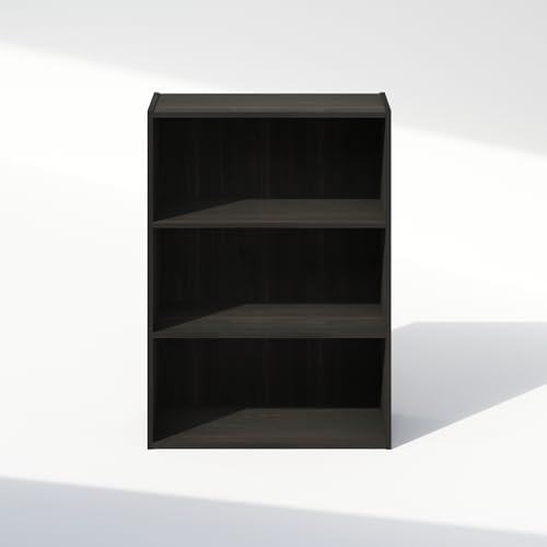 Furinno Simple Book Shelf, 3-Tier Bookshelf, Storage Shelves Bookcase, 9.7 x 23.7 x 31.5, for Living Room, Bedroom, Home Office, Espresso