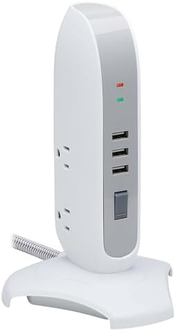 Tripp Lite TLP66USB Surge Protector Tower with USB Ports, 1200 Joules, 5-Outlets, 3 USB Ports, 6ft Heavy-Duty Braided Extension Cord, Desk Charging Tower, Dorm Essentials, Tower Power Strip with Surge