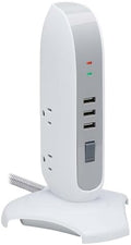 Tripp Lite TLP66USB Surge Protector Tower with USB Ports, 1200 Joules, 5-Outlets, 3 USB Ports, 6ft Heavy-Duty Braided Extension Cord, Desk Charging Tower, Dorm Essentials, Tower Power Strip with Surge