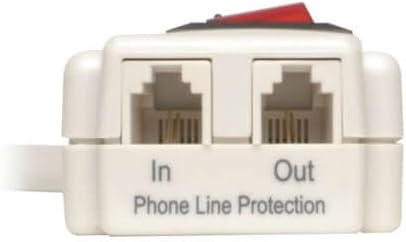 Tripp Lite 6 Outlet Surge Protector Power Strip, 4ft Cord, Tel/Fax/Modem Protection, RJ11, $20,000 INSURANCE (TLP604TEL), Gray