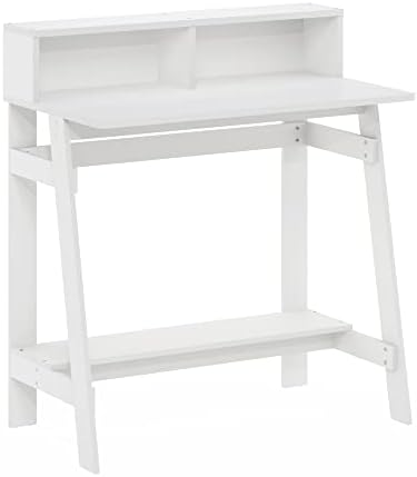 31.6 Wide Gaming Desk with Monitor Stand, A Frame Computer Desk with Shelf, Office Desk for Dorm, Home Office, Study Room, Bedroom, White