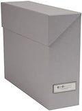 Bigso Lovisa Fiberboard Label Frame 12 File Storage Box - Document Organizer for Important Paperwork - Durable Hanging File Box with a Flip Top Lid & Metal Label Window - 3.7 in x 13 in x 9.4in - Grey
