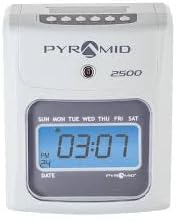Pyramid Time Systems - 2500 Auto-Aligning Time Clock Bundle [2500K1] | Employee Time Clock, for Small Business, System With 100 Time Cards, 2 Ribbon Cartridges, 10-Slot Rack & Security Keys
