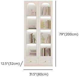 4-Tier Wood Barrister Bookcase with Multiple Drawers & Shelves Bookcase Bookshelf Integrated Home Living Room Study Cabinet Modern Display Cabinet Shelf White 31.5" L x 12.6" W x 78.7" H