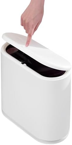 Sooyee 10L Rectangular Plastic Trash Can, Cream White