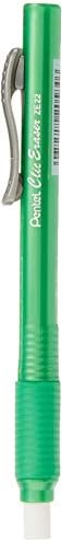 Pentel Clic Eraser Grip, Retractable Eraser, Light Green Barrel, Box of 12 (ZE22K)