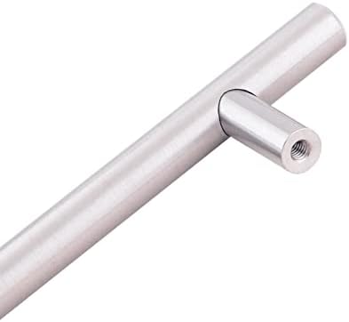 Amazon Basics Euro Bar Cabinet Handles, Drawer Pulls, Kitchen Cabinet Hardware, 5.38-inch Length, 3-inch Hole Center, 1/2-inch Diameter, Satin Nickel, 25-Pack