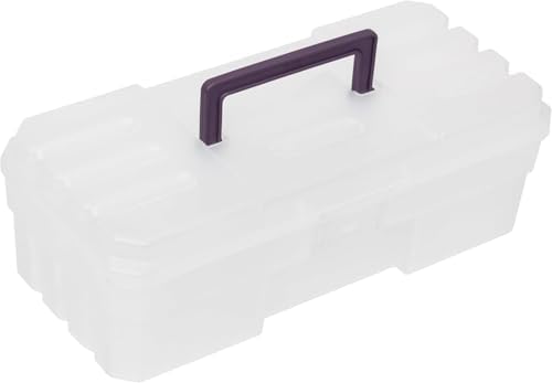 Akro-Mils 12-Inch ProBox Plastic Art Supply, Hobby or Craft Storage Toolbox, Model 09912CLPUR, (12" x 5-1/2" x 4"), Clear