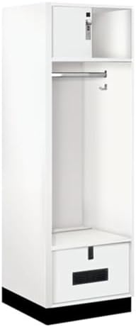 Salsbury 24" Wide Premier Wood Open Access Locker - 6 Feet High - 24 Inches Deep - Arctic White - Silver Hasps