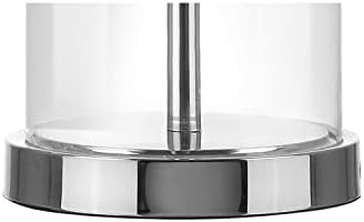 JONATHAN Y Walsh 25" Glass and Metal Bedside Table Lamp, Clear/Chrome