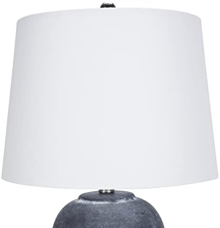 Nourison Home 23" Black Vintage Distressed Ceramic Pot Table Lamp for Bedroom, Living Room, End Table, with White Tapered Drum Shade