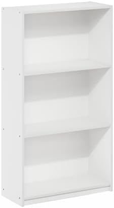 Furinno Basic 3-Tier Book Shelf with Open Shelves, White