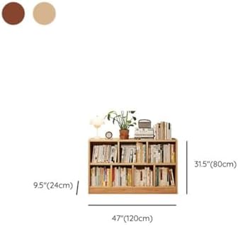 Lumber Organizer Shelf 3/4 Shelves, Lateral Filing or Vertical, Closed Back Floor-Standing Bookshelf Rack Bookcase Cabinet Tiered Shelf Grid Storage Unit Natural 47.2" L x 9.4" W x 31.5" H