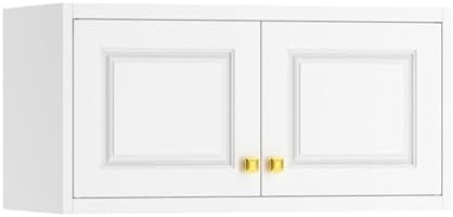 Polup 15" High White Metal Wall Cabinet, Overhead Closet Storage Unit