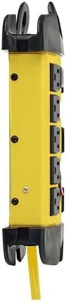 Tripp Lite Eaton TLM812SA Heavy Duty Power Strip with Surge Protection, 8 Outlets, 1500 Joules, Yellow Metal Housing, 12ft Cord, Keyhole Mounting Slots, Cord Wrap, Industrial Garage Work Shop Bench
