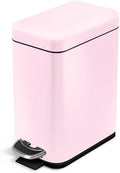 Home Zone Living 1.3 Gallon Small Bathroom Trash Can with Lid and Step Pedal, Stainless Steel Wastebasket with Slim Design for Home and Office, Matte Pink, 5 Liters
