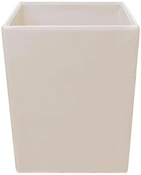 Dacasso Bonded Leather Waste Basket - Luxury Waste Basket (White Latte, 14 QT)