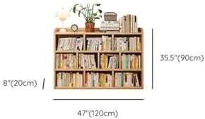 Lumber Organizer Shelf 3/4 Shelves, Lateral Filing or Vertical, Closed Back Floor-Standing Bookshelf Rack Bookcase Cabinet Tiered Shelf Grid Storage Unit Natural 47" L x 8" W x 35" H