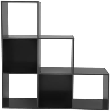 3-Tier Stepped Bookshelf, 6 Cube Storage Organizer, Freestanding Ladder Bookcase, L-Shaped Corner Shelf, Room Divider Shelf, 35.4" Tall Modern Display Shelf for Home Office Living Room
