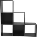 3-Tier Stepped Bookshelf, 6 Cube Storage Organizer, Freestanding Ladder Bookcase, L-Shaped Corner Shelf, Room Divider Shelf, 35.4" Tall Modern Display Shelf for Home Office Living Room