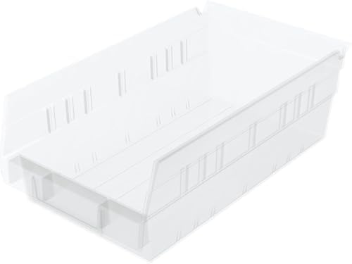 Akro-Mils 30130 Heavy Duty Plastic Shelf Bins, 12"x 6.5"x 4", Clear, 12-Pk