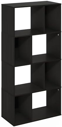 Furinno DALY Book Shelf, 8-Cube Bookshelf, Cube Storage Organizer Bookcase with Irregular Compartments, 11.7 x 23.6 x 49, for Living Room, Bedroom, Home Office, Espresso