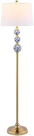JONATHAN Y Tavira Classic Ceramic Floor Lamp 62.5" Metal, Brass Gold/Blue