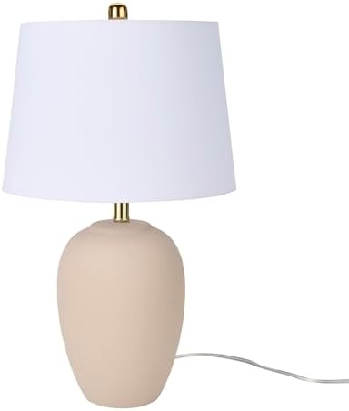 Nourison Home 23" Light Pink Ceramic Jar Table Lamp for Bedroom, Living Room, Dining Office, with White Shade (Pack of 1)