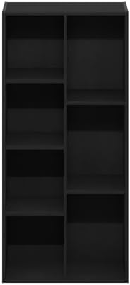 Furinno LUDER Book Shelf, 7-Cube Bookshelf, Bookcase with Open Shelves, 9.4 x 19.5 x 41.7, Easy Assembly, for Living Room, Bedroom, Home Office, Darkwood