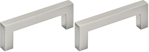 Amerock | Cabinet Pull | Satin Nickel | 3 inch (76 mm) Center to Center | Monument | 2 Pack | Drawer Pull | Drawer Handle | Cabinet Hardware