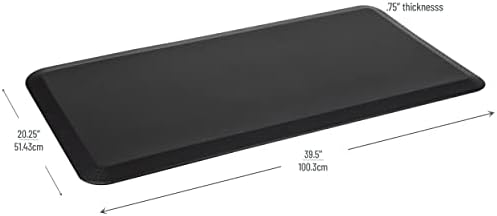 Mind Reader Anti Fatigue Kitchen Mat, Standing Desk Mat, Cushioned Mat, Office, Kitchen, Rubber, 19.5 x 35.25 x 1, Black
