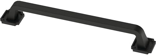 Franklin Brass 10 Pack Matte Black Cabinet Handles 6-5/16 inch (160mm) Kitchen Cabinet Handles and Drawer Pulls for Cupboards and Dressers |Notched Backplate
