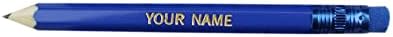 EZPENCILS & GIFTS - Golf Pencils Tipped with Eraser (1/2 a Pencil) - Sea Blue Colored Barrel - FREE-PERSONALIZATION - 2HB Black Lead - Custom Text - Non-Smear Eraser – Package of 20