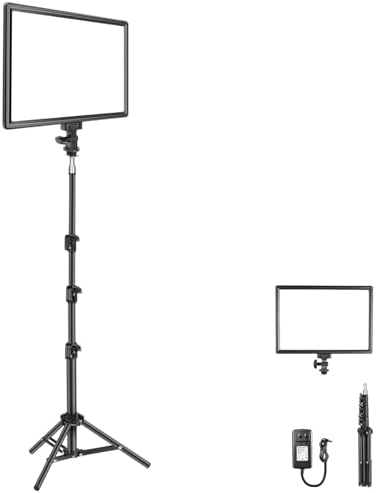 NEEWER 13" LED Video Light Panel, Studio Lighting Kit with Tripod Stand, 20W Bi Color Dimmable Photo Key Light for Streaming Photography Podcast Recording, CRI97+ 2400Lx/0.5m, 29.6Wh Battery, NL-192AI