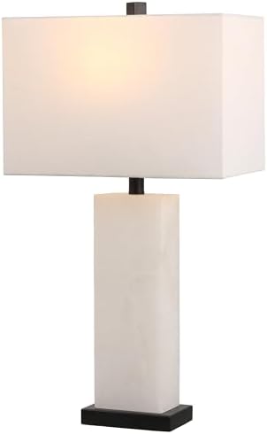 JONATHAN Y Tiggie 27" Alabaster Table Lamp, White Alabaster/Black