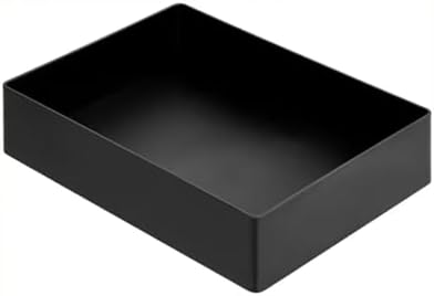 Amazon Basics Rectangular Plastic Desk Organizer with Storage Trays, Accessory Tray for Office Supplies and Pen Holder, 9.4 x 6.7 x 2 inch, Black