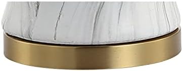 JONATHAN Y Prague 28" Ceramic Marble Table Lamp, White/Gold