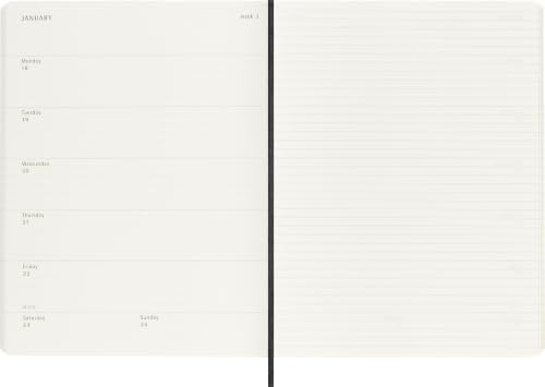 Moleskine 2027 12-Month Weekly Planner, XL, Black, Softcover