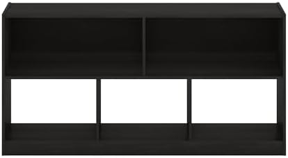 Furinno DALY Book Shelf, 5-Cube Bookshelf, Horizontal Cube Storage Organizer Bookcase, 10.9 x 47.2 x 23.6, for Living Room, Bedroom, Home Office, Espresso