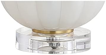 JONATHAN Y Pearl Glass Bedside Table Lamp Ribbed 17.5", White/Brass Gold